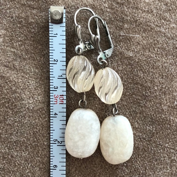 Pearly Stone Dangle Earrings - Picture 3 of 3